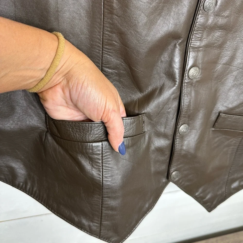 Scully Vintage Brown 100% Leather Vest Western Cowboy Country Men's - Size Large - Picture 2 of 7